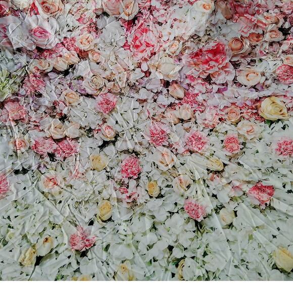 Floral Photography Backdrop – Blossom Flower Wall with Grass Base, 5'W x 6.6'H - Picture 5 of 6